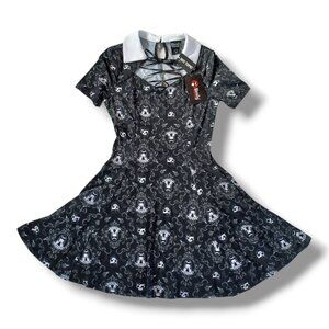 Emily The Strange Dress Hot Topic Black Gothic Lace Up Collar Junior Size XS